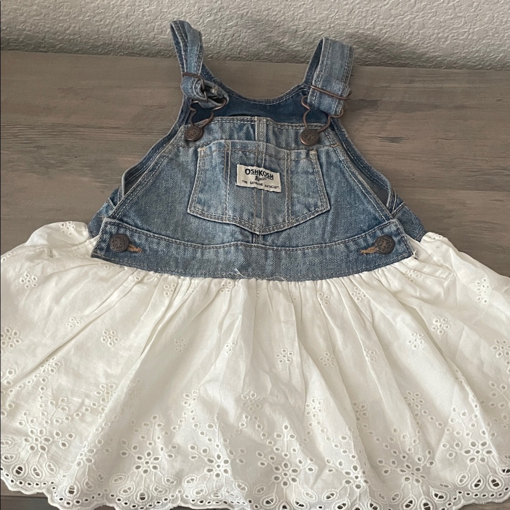 OshKosh B'gosh Blue Denim and White Eyelet Dress
